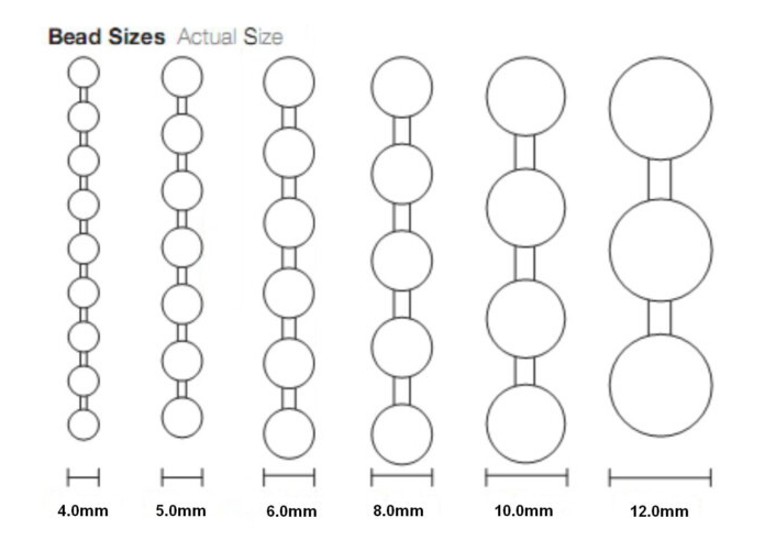 Ball Chain Size Chart - Quality Ball Chain, Metal Fabric, Link Chain ...